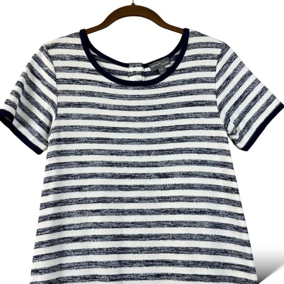 Market & Spruce T-Shit Dress Womens Sz XS Blue/White Striped SS Crew Neck Mini - Picture 4 of 10